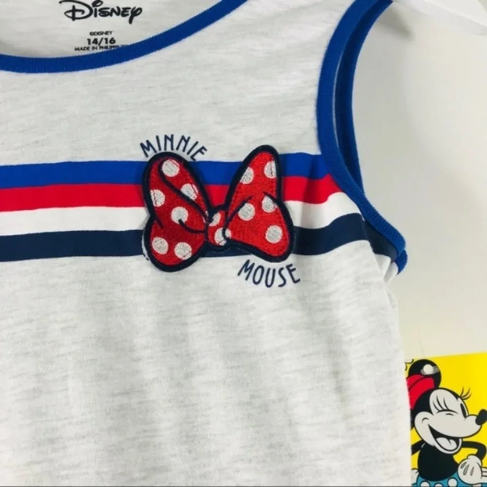 Disney Kids Girls Minnie Mouse Bow Print Jersey Tulle Blue Dress NWT
